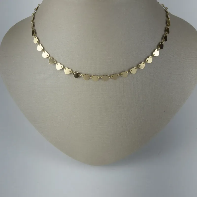 Choker com Corações Lisos Folheado a Ouro 18k