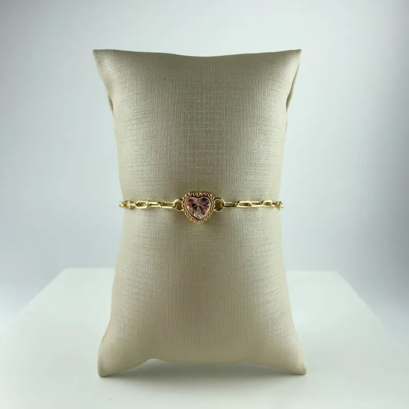 Pulseira Cartier com Coração e Zircônia Folheado a Ouro 18k