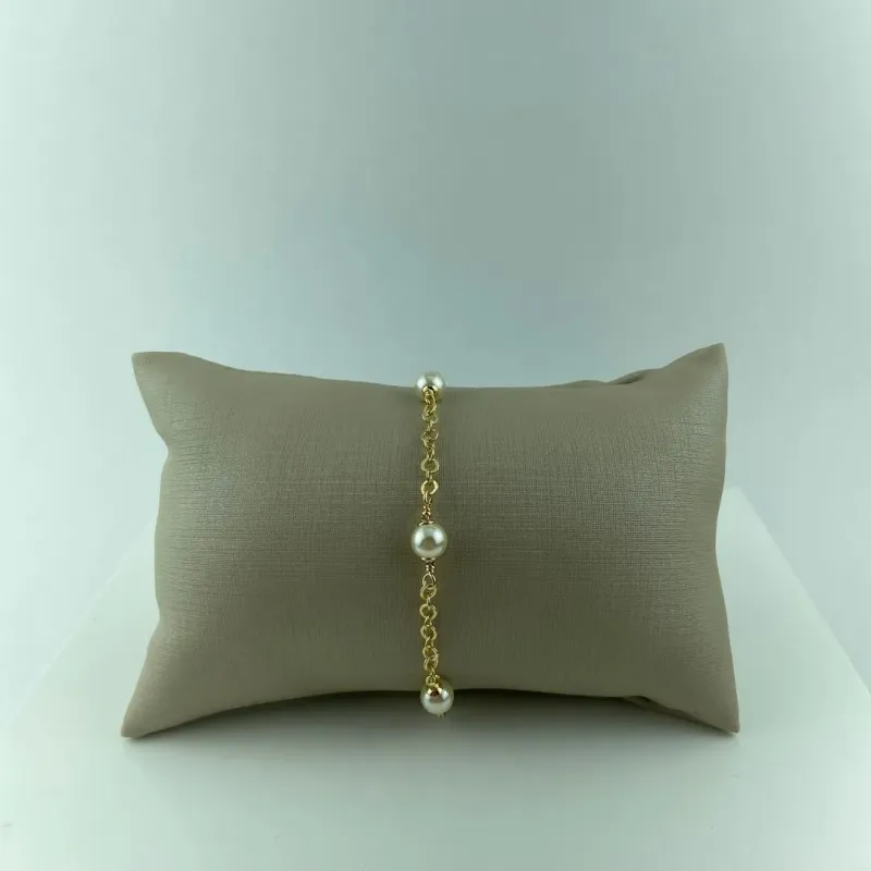 Pulseira de Pérolas Folheado a Ouro 18k