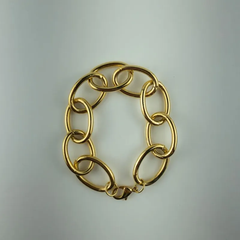 Pulseira Elo Oval Folheado a Ouro 18k