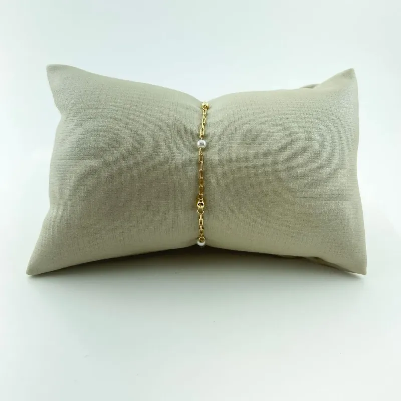 Pulseira Infantil com Bolinhas e Pérolas Folheado a Ouro 18k