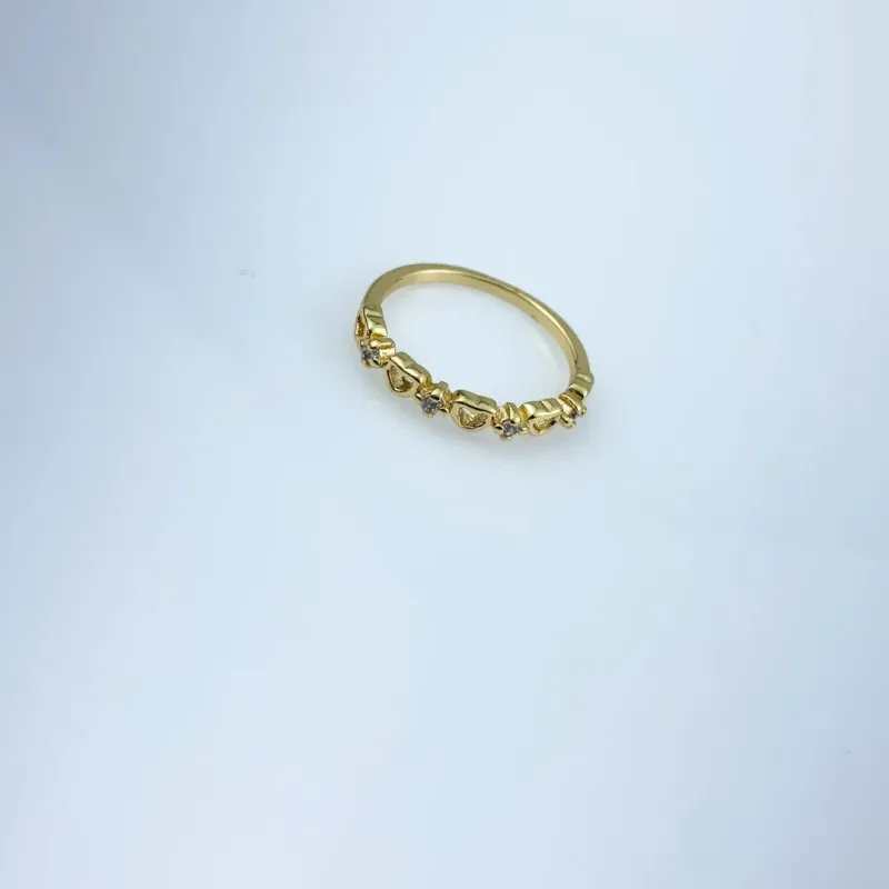 Anel Coraçãozinho e Ponto de Luz Folheado a Ouro 18k