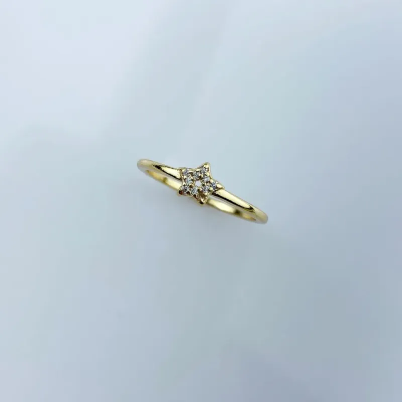 Anel Estrela em Zircônia Folheado a Ouro 18k