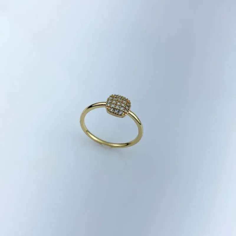 Anel Solitário com Zircônias Folheado a Ouro 18k