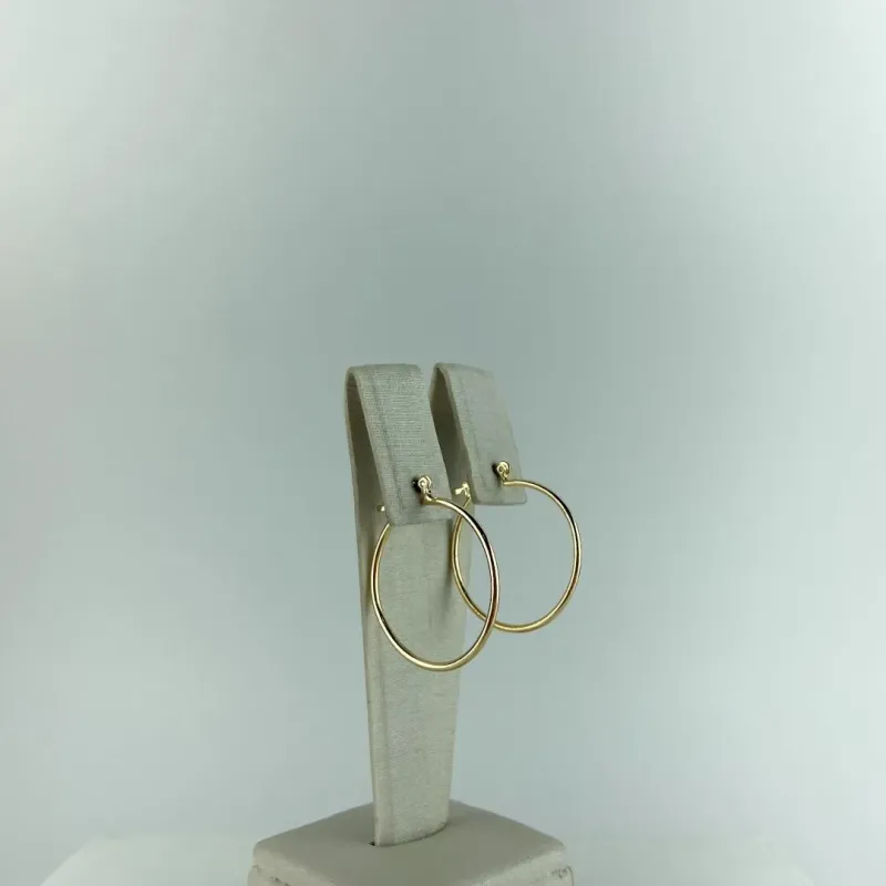Brinco Argola Lisa Fina Fecho Italiano Folheado a Ouro 18K