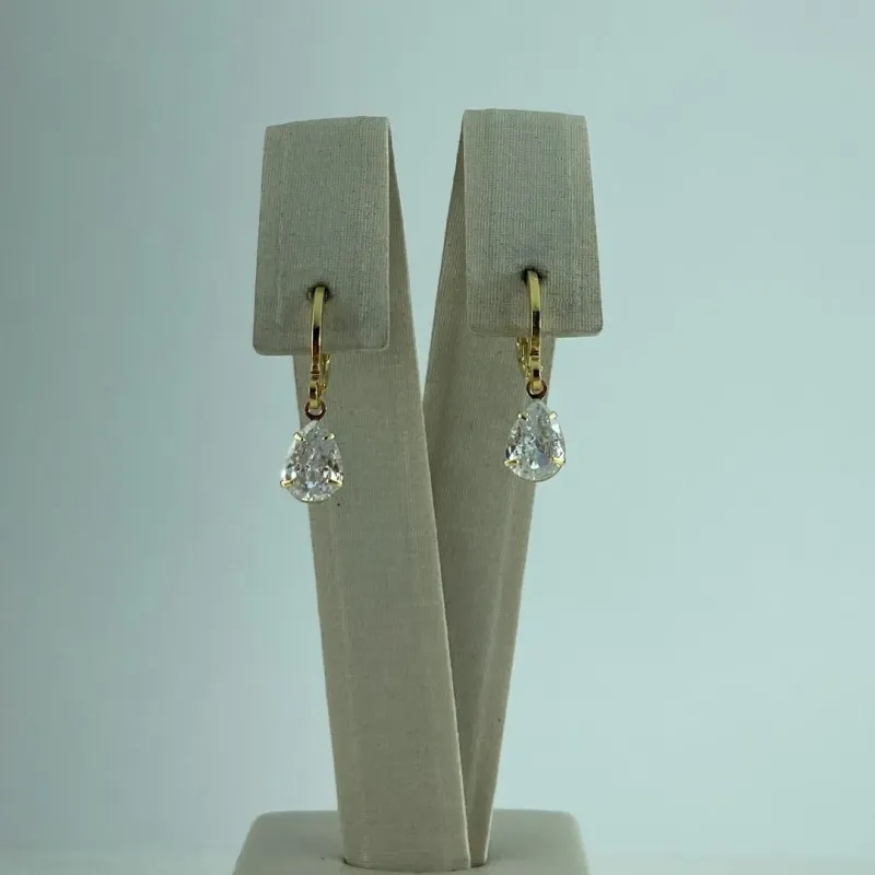 Brinco Argolinha com Gota em Zircônia Folheado a Ouro 18k