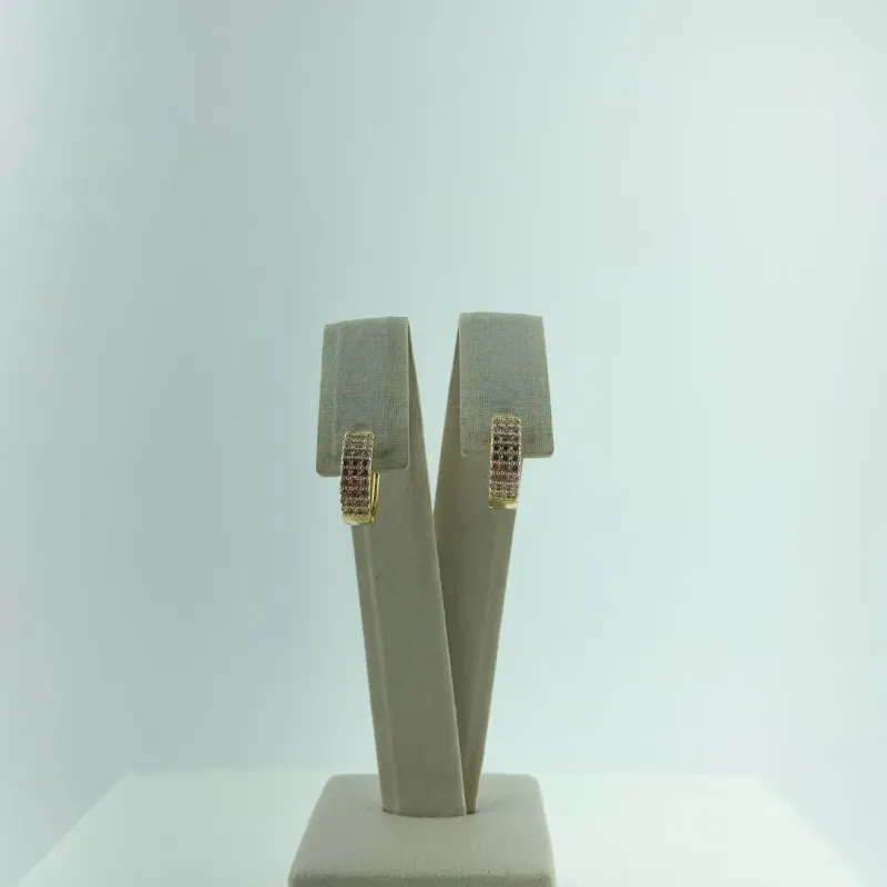 Brinco de Argola Cravejado em Zircônia Folheado a Ouro 18k