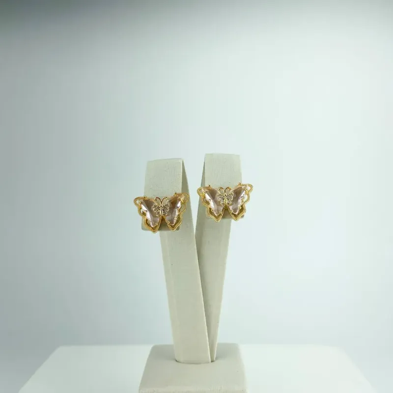Brinco Design Borboleta Folheado a Ouro 18k