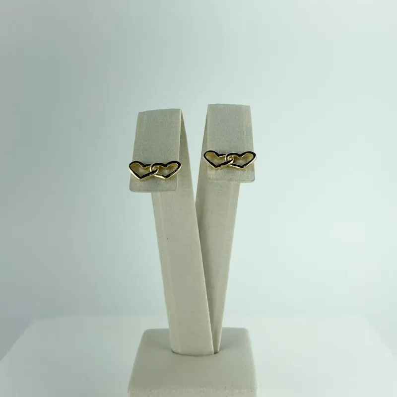 Brinco Design de Corações Folheado a Ouro 18k