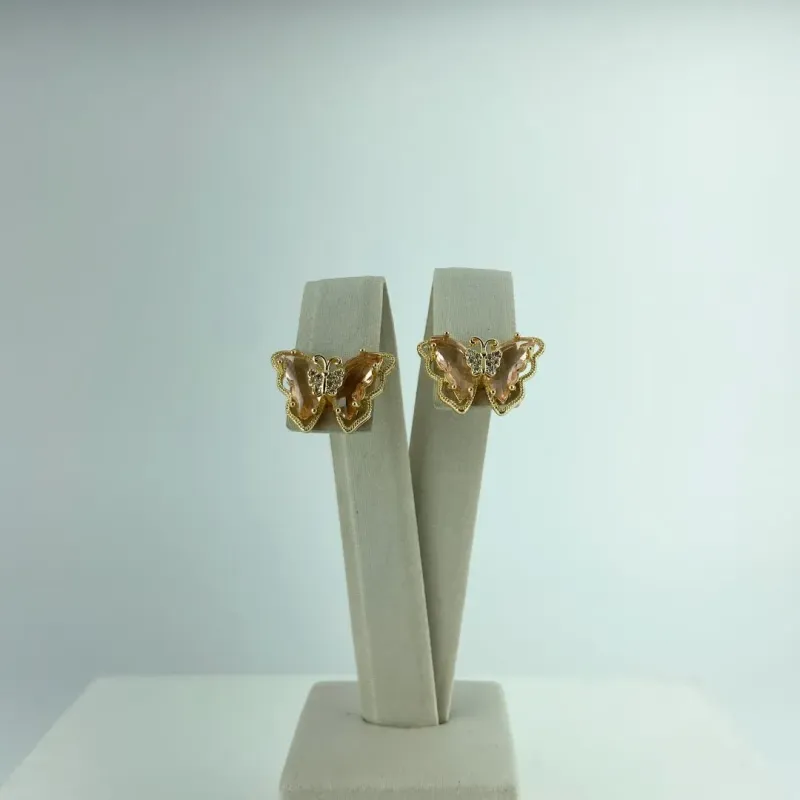 Brinco Design de Borboleta Folheado a Ouro 18k