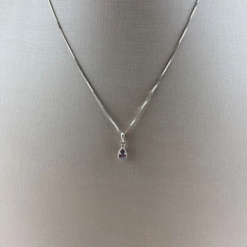 Colar Veneziana com Pingente Gota com Zircônia em Prata 925