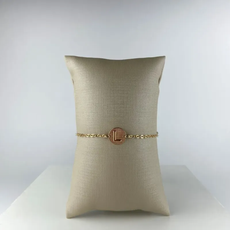 Pulseira Elo Cadeadinho com Letra L Folheado a Ouro 18k