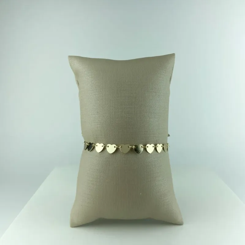 Pulseira Elo Coraçõezinhos Folheada 18K
