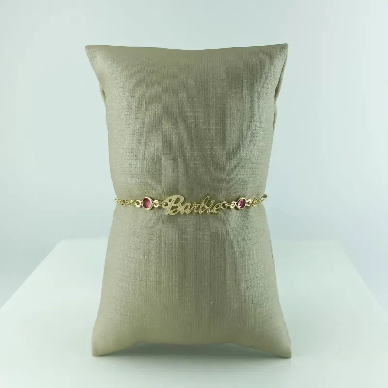 Pulseira Infantil Barbie Folheado a Ouro 18k