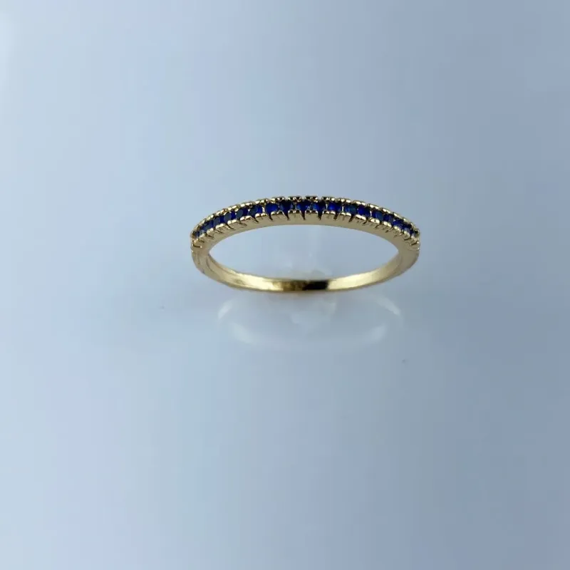 Anel Aparador com Zircônia Azul Folheda a Ouro 18k