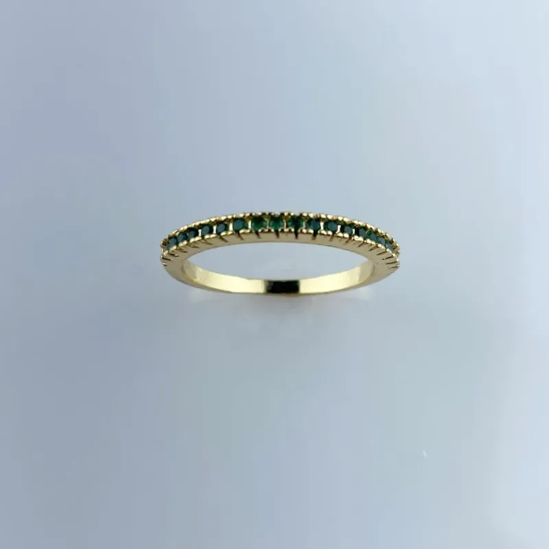 Anel Aparador com Zircônia Verde Folheda a Ouro 18k