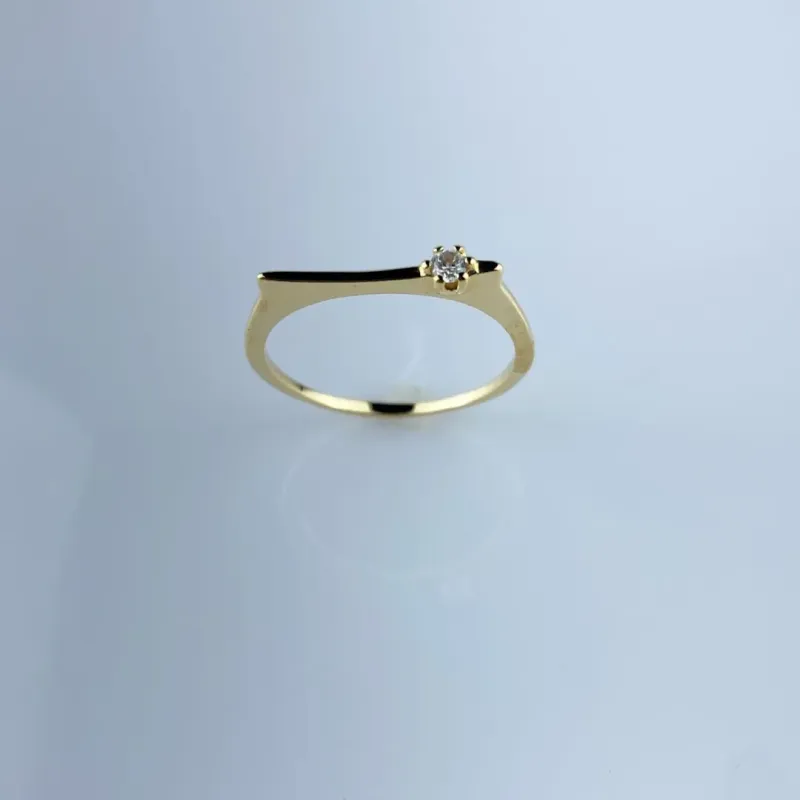 Anel Aro Fino com Zircônia Folheada a Ouro 18k