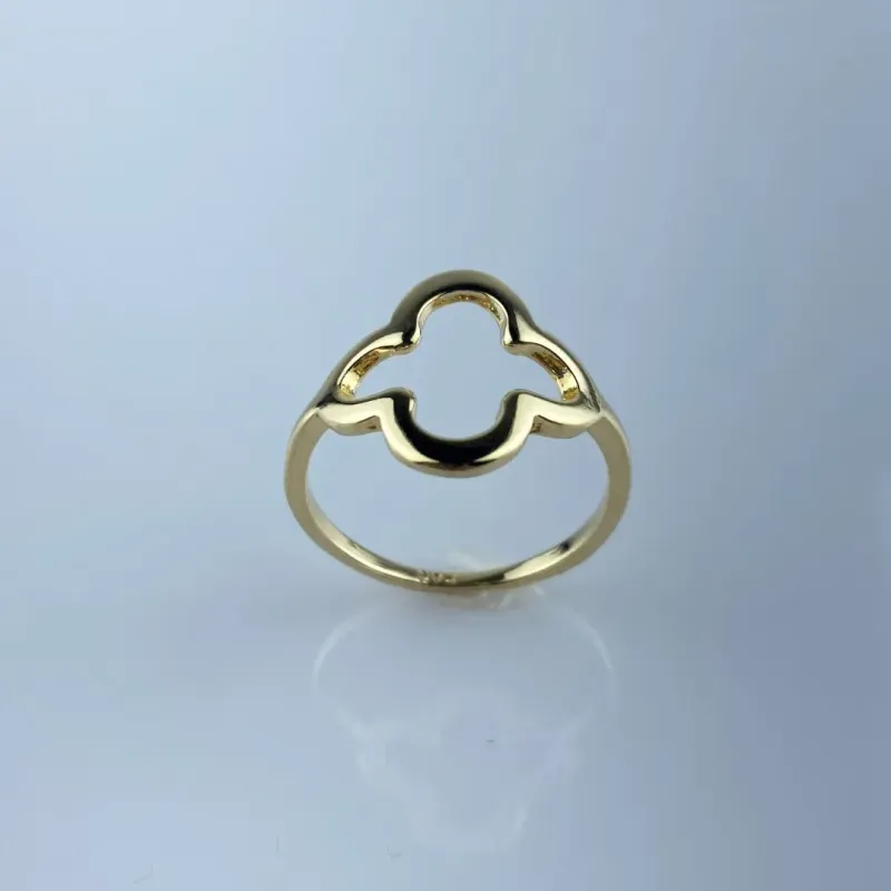 Anel Design de Flor Vazada Folheado a Ouro 18k
