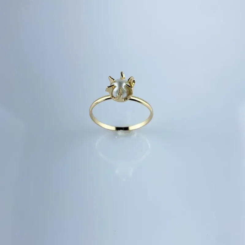 Anel Solitário com Pérola Folheado a Ouro 18k