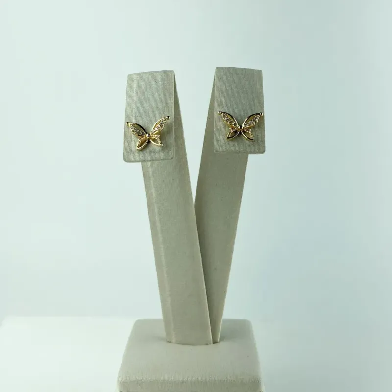 Brinco com Design de Borboleta em Zircônia  Cristal Folheado a Ouro 18k
