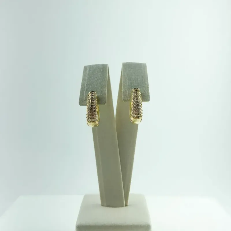 Brinco Oval em Zircônia Folheado a Ouro 18k