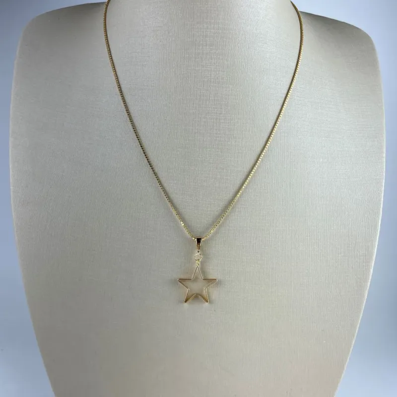 Colar Veneziana com Pingente Estrela Folheado a Ouro 18k
