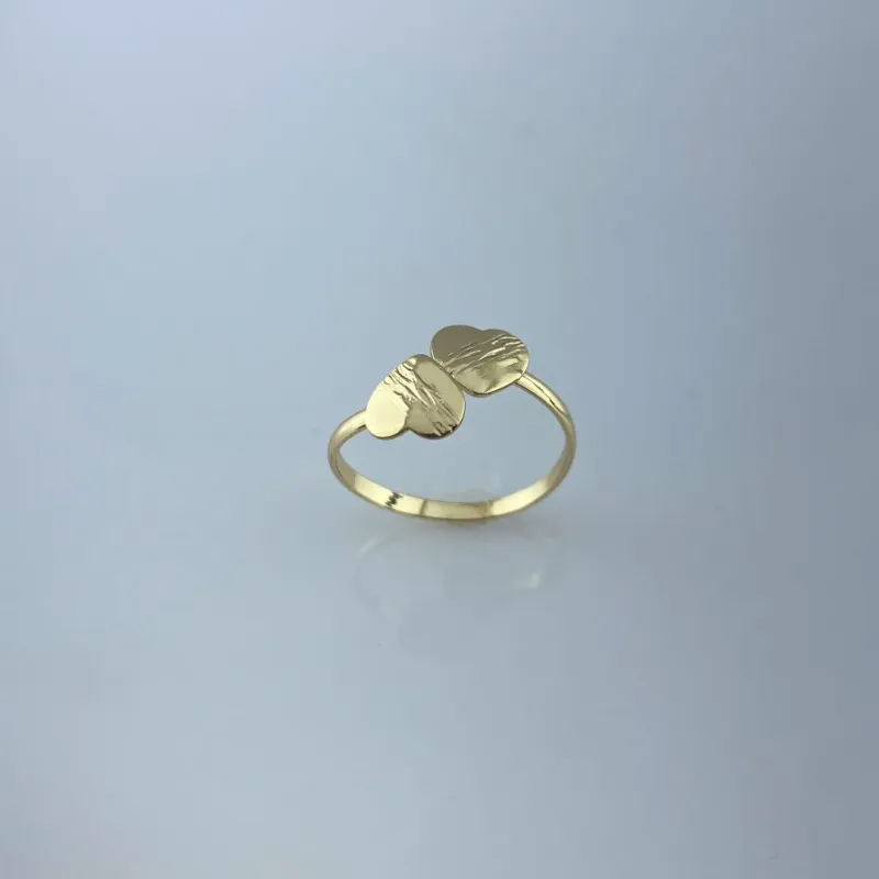 Anel Ajustável de Corações Folheado a Ouro 18k