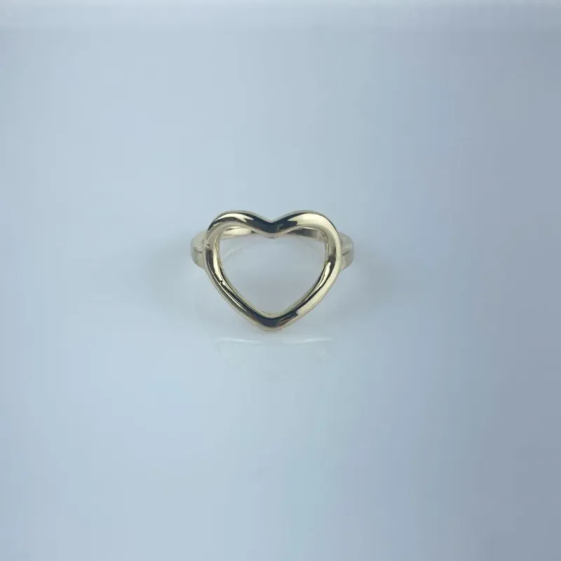 Anel Design de Coração Vazado Folheado a Ouro 18k