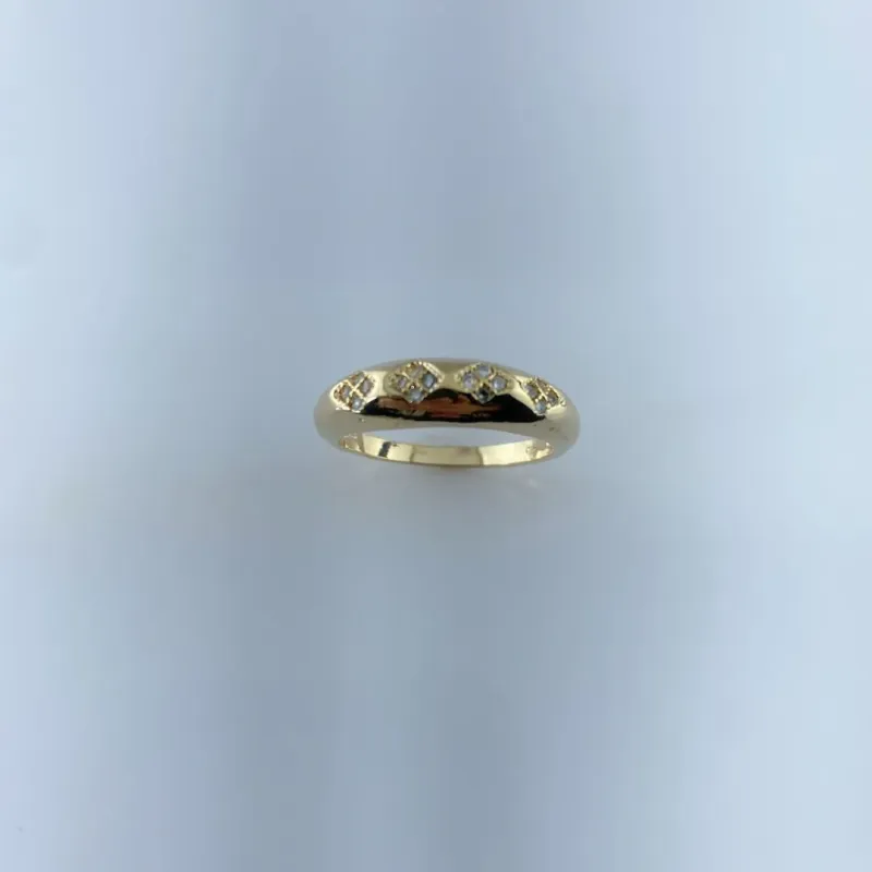 Anel com Losango e ZircôniasFolheado a Ouro 18k