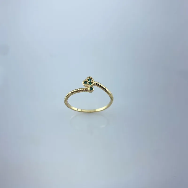 Anel Coração com Zircônia Verde Folheado a Ouro 18k