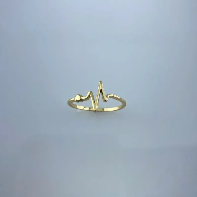 Anel Design Batimentos Cardíacos Folheado a Ouro 18k
