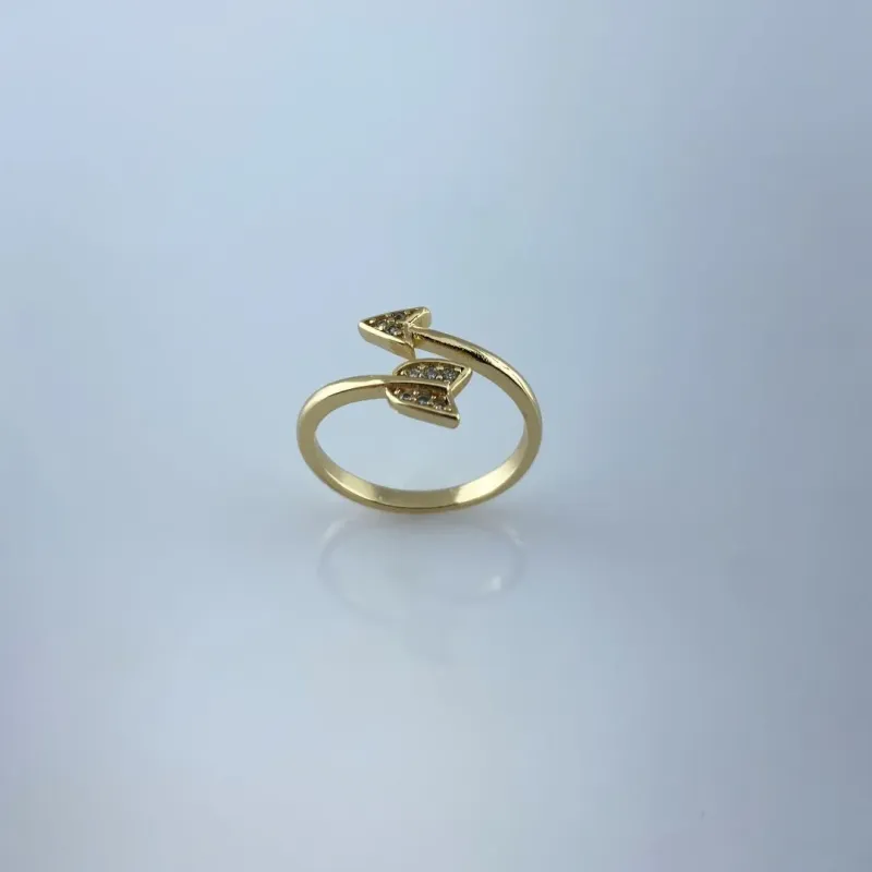 Anel Flecha com Zircônias Folheado a Ouro 18k
