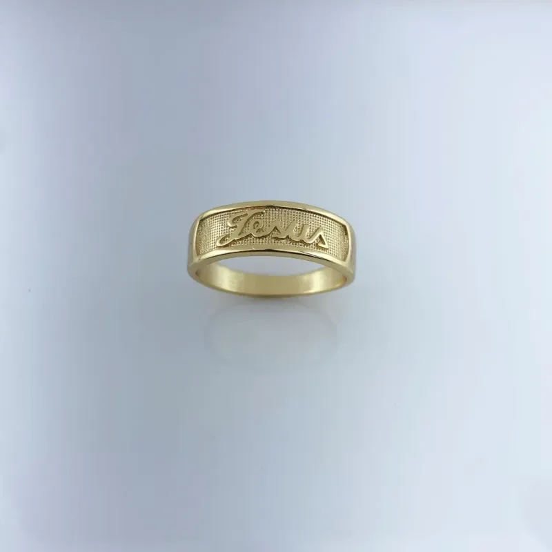 Anel Masculino Palavra Jesus Folheado a Ouro 18k