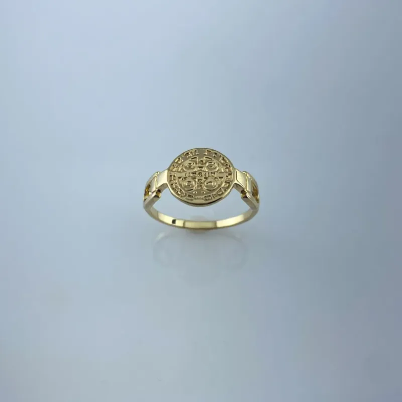 Anel São Bento Folheado a Ouro 18k
