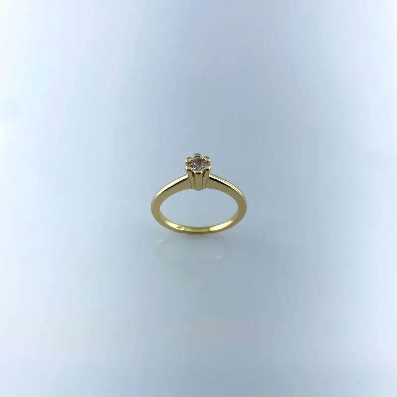 Anel Solitário Folheado a Ouro 18k