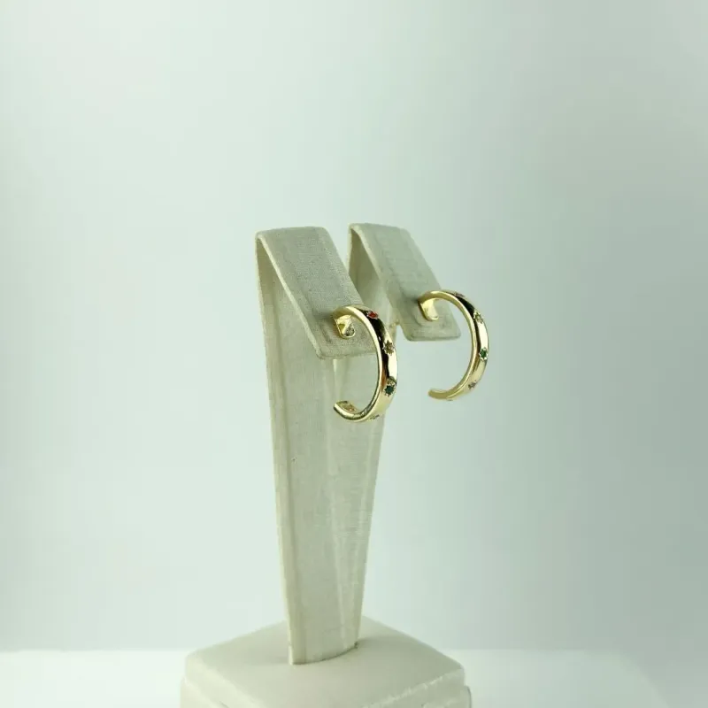 Brinco Argola em Zircônias Coloridas Folheado a Ouro 18k