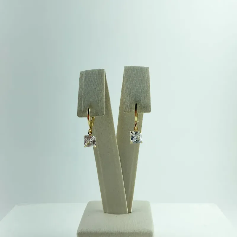 Brinco Argolinha com Carré Folheado a Ouro 18k