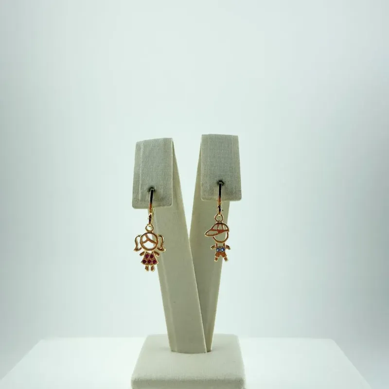 Brinco Casal com Zircônias Folheado a Ouro 18k