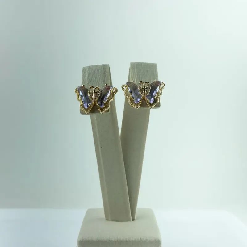 Brinco Design Borboleta Folheado a Ouro 18k