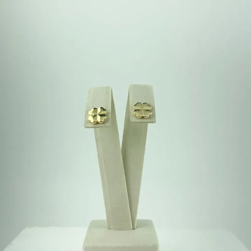 Brinco Trevo Quatro Folhas Folheado a Ouro 18k