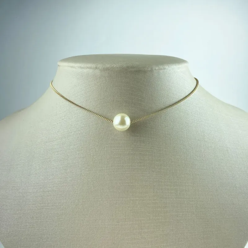 Colar Groumet com Pérola Folheado a Ouro 18k