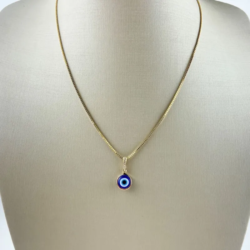 Colar Veneziana com Pingente Olho Grego Folheada a Ouro 18k