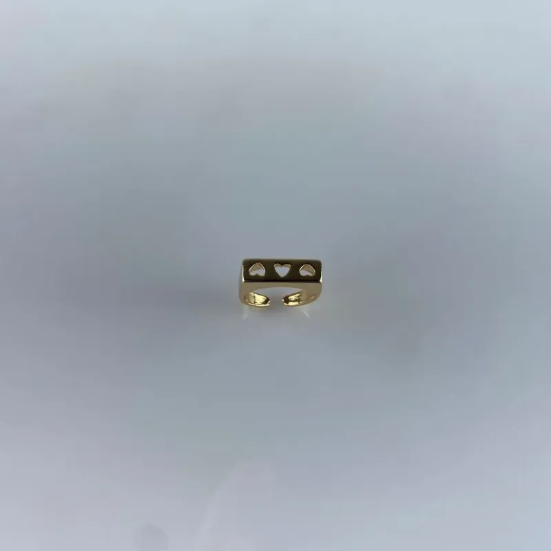 Anel Ajustável Corações Folheado a Ouro 18k