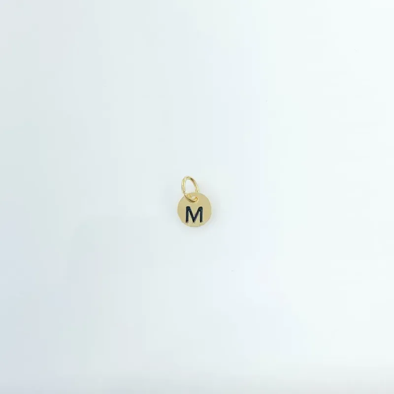 Pingente Letra M Folheado a Ouro 18k