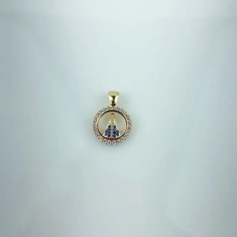 Pingente Nsa Sra CRavejado em Zircônias Folheado a Ouro 18k