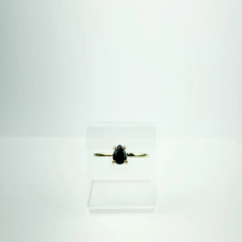 Anel Aliança com Zircônia Preta Folheada a Ouro 18k
