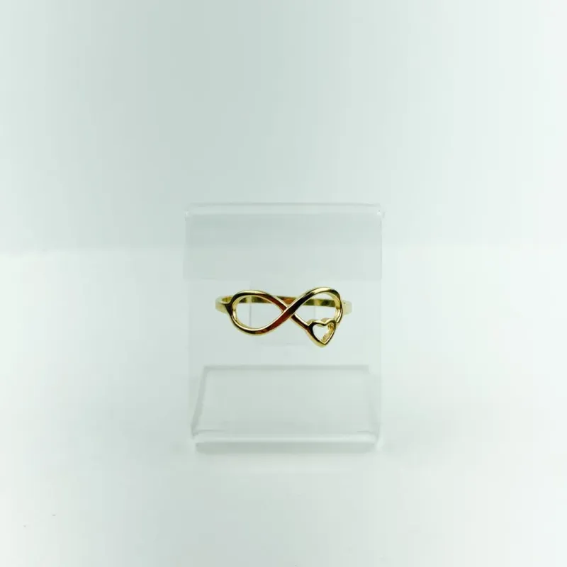 Anel Design Infinito com Coração Folheado a Ouro 18k