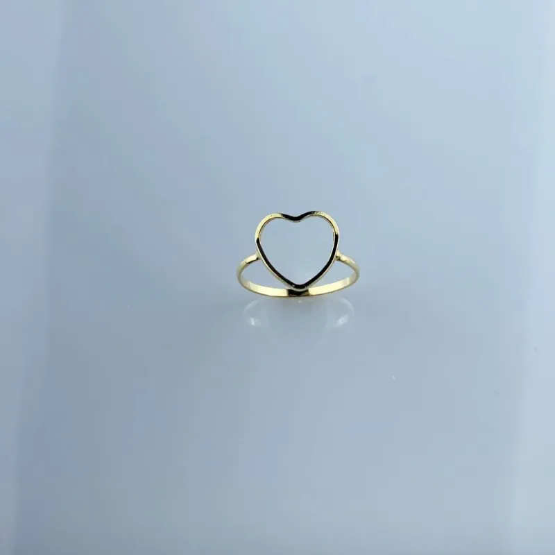 Anel Design de Coração Vazado Folheado a Ouro 18k