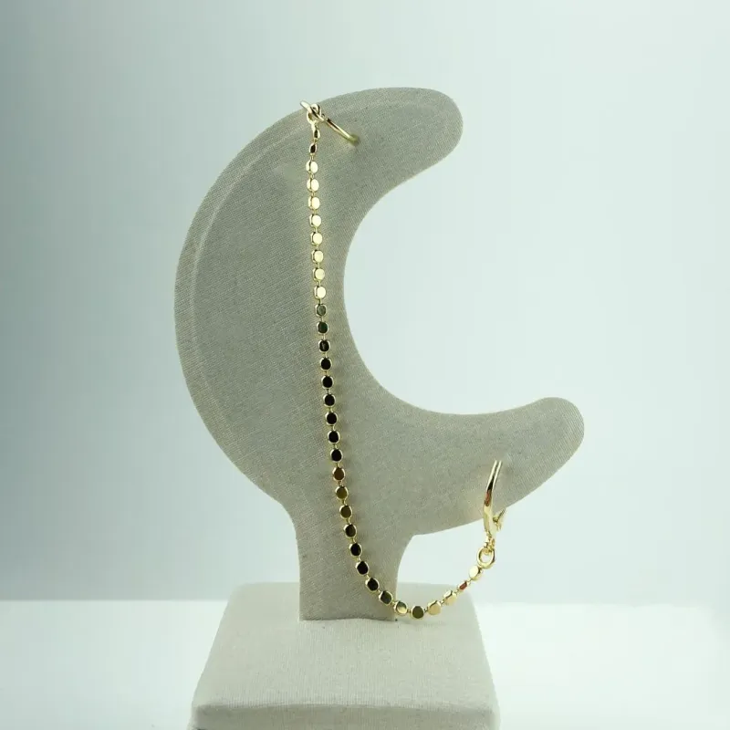 Brinco Argolinha com Corrente e Piercing Fake Folheado a Ouro 18k