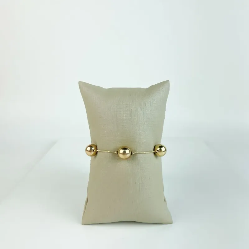Pulseira Bolas com Rabinho de Rato Folheado a Ouro 18k